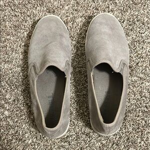 Gray Suede Slip-On Shoes